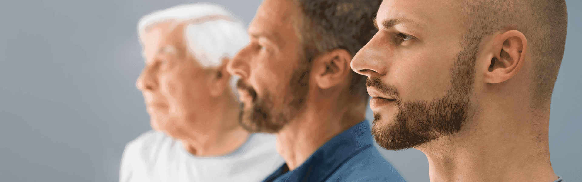 Drei Gesichter von drei Generationen im Seitenprofil